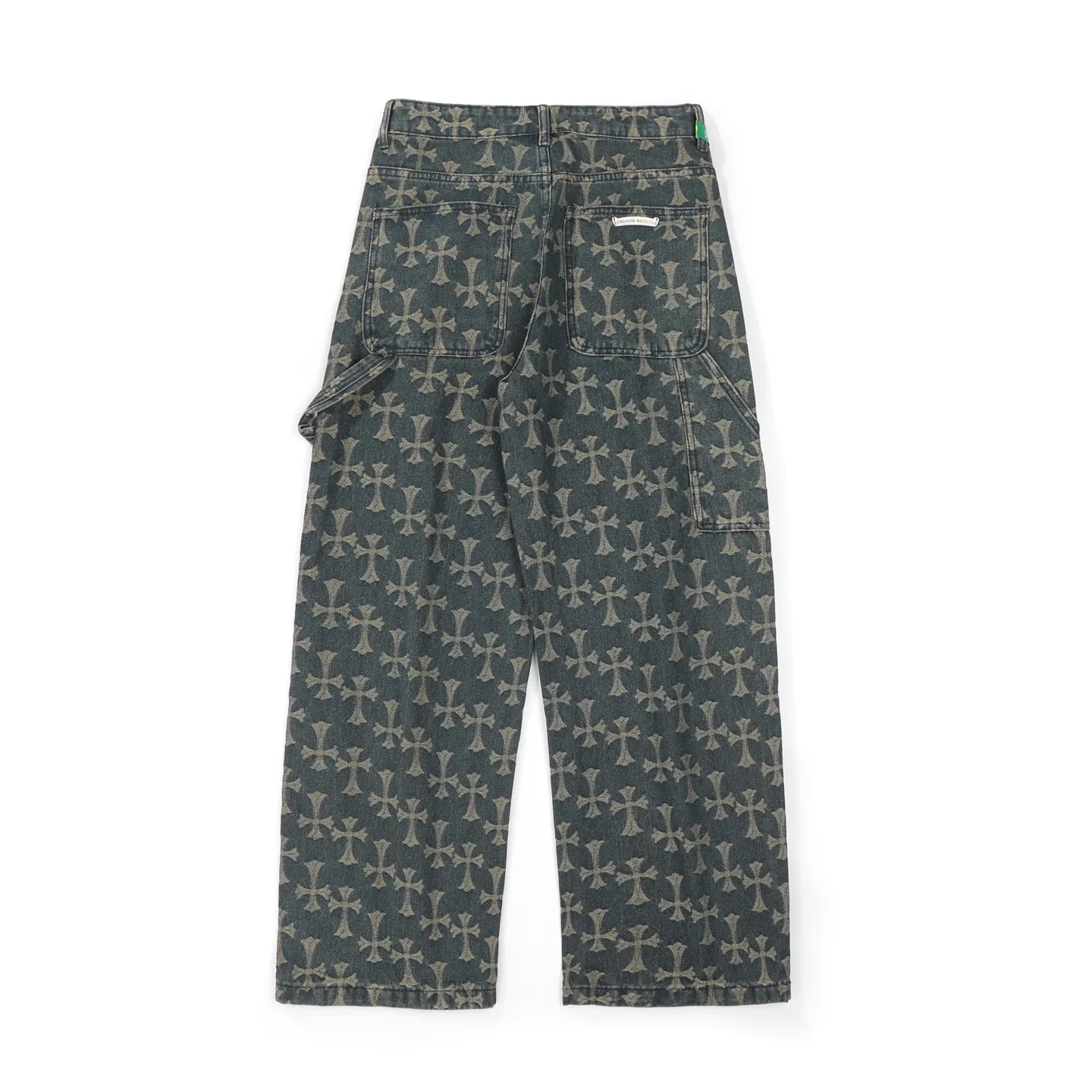 P220 Chrome Hearts｜Chrome Hearts CH all-over jacquard bootcut jeans - the same style as those of Internet celebrities. Cross-printed jeans, with unique cross design elements and all-over printing, full of design sense. It is made of 100% denim cotton fabric with heavy coarse yarn count, which ensures a stiff and tough silhouette while being soft, comfortable and breathable. The lapel is designed with silver buttons and is full of texture.  The classic dark yellow cross logo is all over the pants. They are generous and full of personality without being exaggerated. They are perfect for spring and summer!    Custom hardware! Same style for couples!  The three standards are complete, and the non-market version of the same style for men and women is free to compare and the quality is absolutely guaranteed. Size: 28/30/32/34/36 (s-xxl) Waist: 72/77/82/87/92 Knee: 55/56.5/58/59.5/61 Pants length: 103.5/105.5/107.5/109.5/111.5